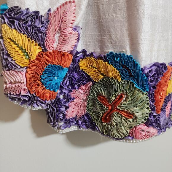 Precious Moments vintage 100% silk ribbon and beaded blazer woman's size M / L - Picture 14 of 16